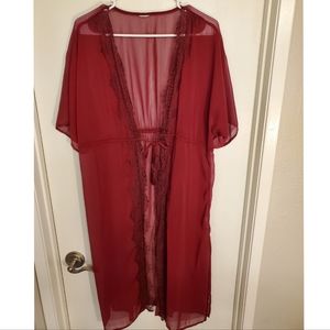 Dark Red sheer cover up